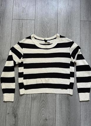 Светр жіночий h&m в смужку чорно-білий