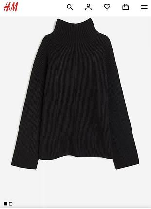 Чорний вʼязаний жіночій светр h&m теплий светр
