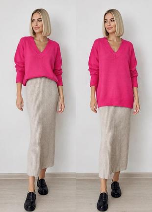 Оверсайз світер кофта фуксія, шерсть river island