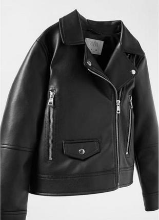 Куртка дитяча zara чорна з екошкіри 7 років