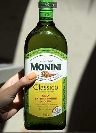 Оливкова олія першого віджиму oil extra virgin monini  скляна тара 1л