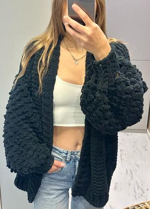Кардиган жіночий alize puffy fine оверсайз чорний s/m