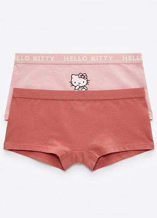 Трусики-шортики для дівчинки c&a 2 шт, hello kitty та однотон bs001751 розмір 110-116