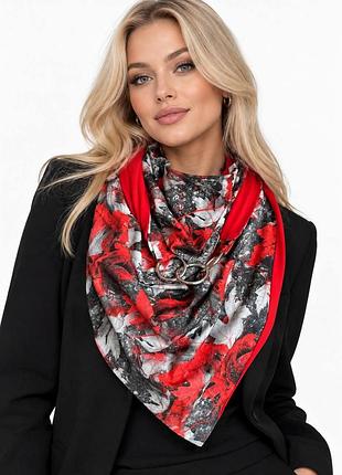 Жіночий теплий трикотажний шарф "яскрава осінь " серія "единбург" my scarf на металевих кільцях