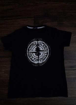 Футболка stone island черная с логотипом (компас)
