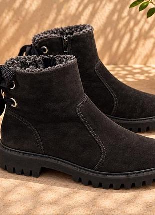 Paul green suede shearling ankle boots