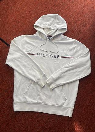 Чоловіче худі tommy hilfiger білого кольору в розмірі xl має дефекти на манжетах 💰💰💰