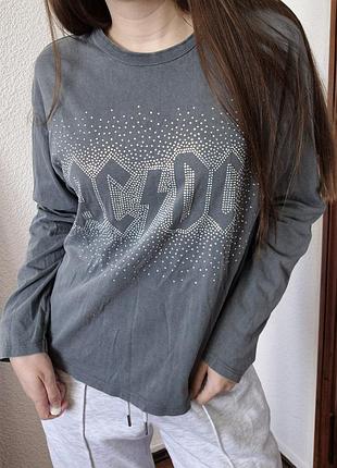 Zara × ac/dc лонгслів 152 / оригінал / рок-принт