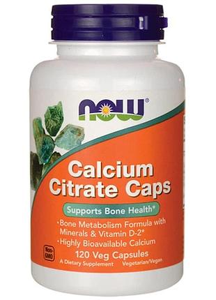 Кальций цитрат магній цинк і вітамін д3 now foods calcium citrate 120 веганських капсул