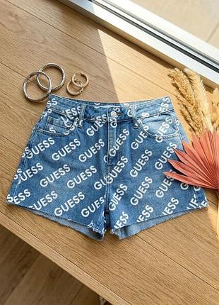 Джинсові короткі шорти guess з надписами