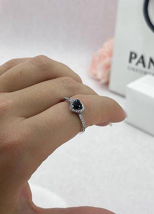 🔥срібна каблучка pandora чорне серце