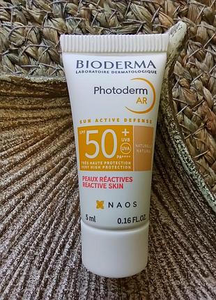 ☀️солнцезащитный крем bioderma photoderm ar spf 50+ с тональным эффектом для чувствительной кожи миниатюра