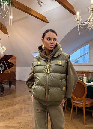 Оливковий брендовий костюм теплий 6