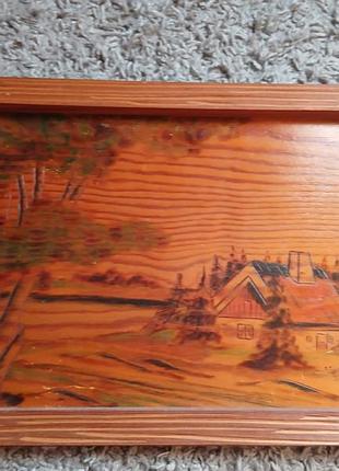 Винтажная картина дерево швеция 41×28см