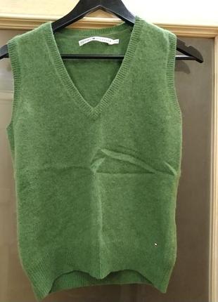 Tommy hilfiger (l). новая безрукавка светло-зеленая, шерсть+ангора