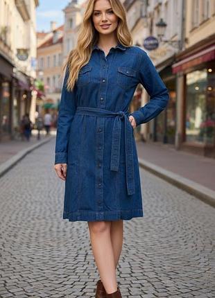 Джинсова міді сукня сорочка next jeans на кнопках