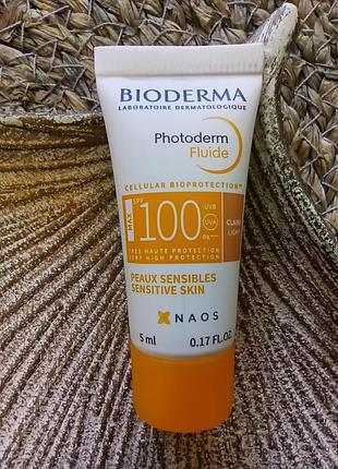 ⛱️уценка солнцезащитный тональный флюид bioderma (биодерма) photoderm мax spf100 для всех типов кожи пробник/миниатюра 5мл.
