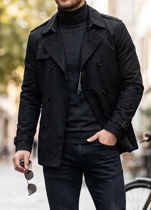 Мужская черная демисезонная куртка / тренч selected homme р. m / 175/96a