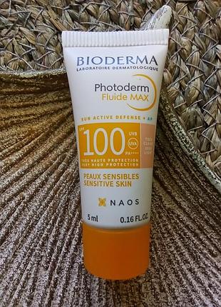🏖️солнцезащитный тональный флюид bioderma (биодерма) photoderm мax spf100 для чувствительной кожи, при розацеа, куперозе пробник