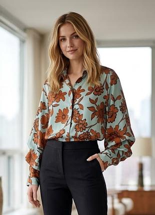 Красивая блузка, рубашка zara, принт цветы.