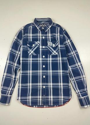 Чоловіча сорочка superdry в клітинку синя розмір s