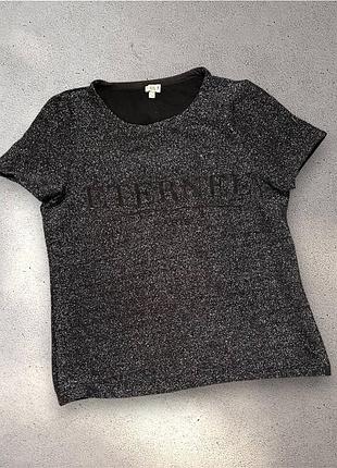 Ошатна чорна футболка з люрексом river island "eternel" (блискуча)