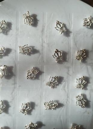 Сережки у формі корони, сріблясті