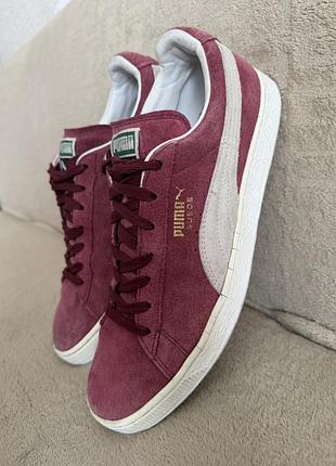 Кеди чоловічі puma, кросівки, натуральна замша, колір бурнунді, вишневий