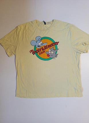 Хлопковая футболка h&amp;m divided "the itchy &amp; scratchy show" (симпсоны) - размер xxl
