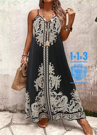 Довга сукня в абстрактний принт shein 2xl