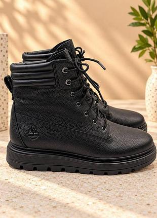 Timberland black leather lace-up boots