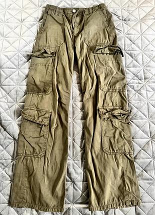 Хакі карго брюки zara xs/s жіночі