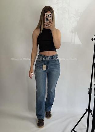 Джинси calvin klein | джинси сині | high rise straight jeans