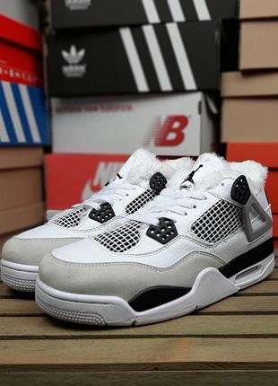 Жіночі якісні та стильні  кросівки nike air jordan 4 retro winter білі з сірим❄️