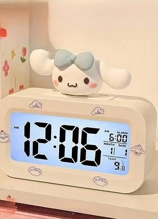 Стильний настільний led-годинник cinnamoroll з іграшкою та наклейками white
