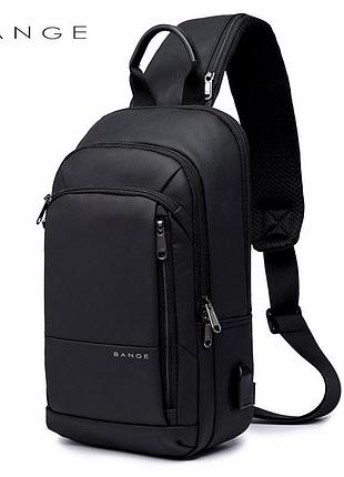 Рюкзак з однією лямкою сумка слінг bange (bgs1911 black) 9.7'' з usb чорний