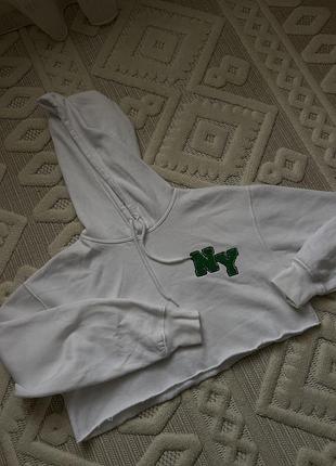 Жіноче худі streetwear society укорочене біле