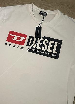 Футболка чоловіча diesel біла з принтом 100% бавовна