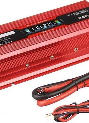 Перетворювач струму, напруги, інвертор power inverter ukc kc-2000d, lcd дисплей, 2000w від акумулятора 12v-220v