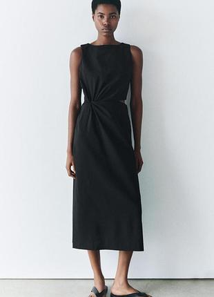 Сукня міді жіноча zara чорна, розмір l
