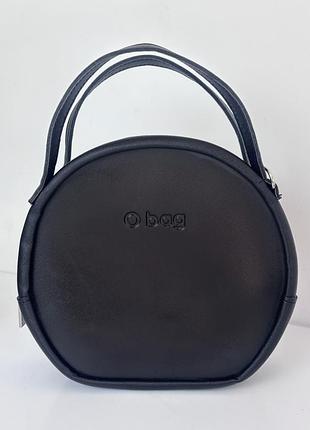 O bag чорна шкіряна кругла сумка