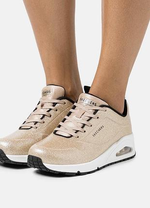 Оригінальні яскраві золоті кросівки skechers uno-diamond shatter