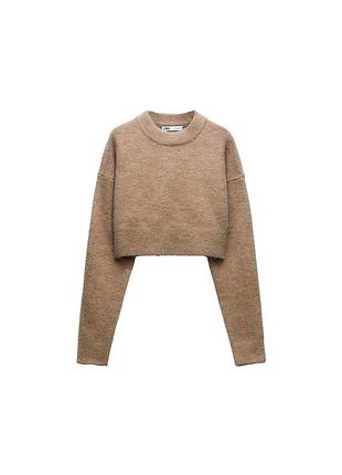 Светр жіночий zara кроп-топ шерстяний бежевий ( max mara color)