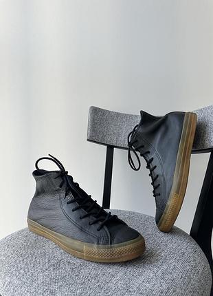 Шкіряні чоловічі осінні чорні кеди взуття кросівки converse all star