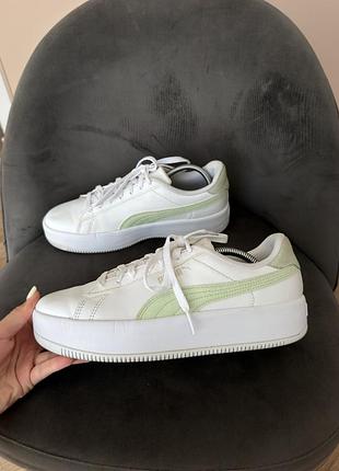 Кросівки жіночі puma lily platform білі, салатові (розмір 40,5, довжина устілки 26 см)