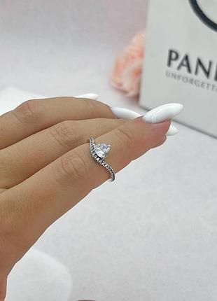 🔥срібна каблучка pandora хвиля з серцем