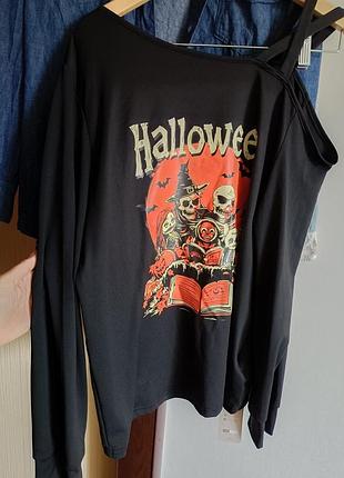 Кофта світшот  лонгслів з  етикеткою косплей фотосесія вечірка halloween з асиметричним плечем
