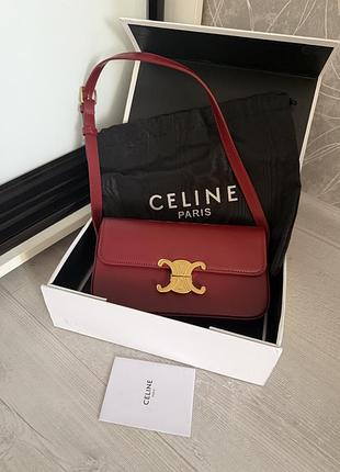 Сумка жіноча celine classic box з натуральної шкіри, бордова