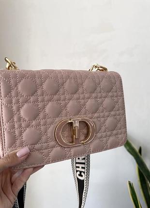Жіноча сумка в стилі dior caro з рожево-бежевої екошкіри (або шкіри) (арт.00736)