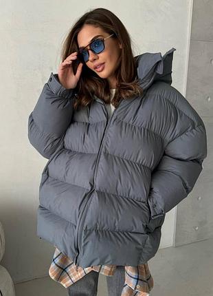 Распродажа 🏷 до -30° ❄ зимний на мембране теплый оверсайз пуффер пуфер дутик куртка с капишоном стеганая